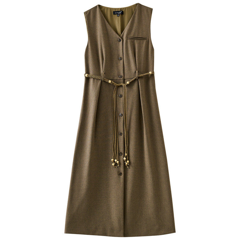 【玉米粉丝专享】复古V领开衫式装系带背心连衣裙DR133,女装/女士精品,连衣裙,淘宝优惠券,粉丝福利购,淘宝优惠卷