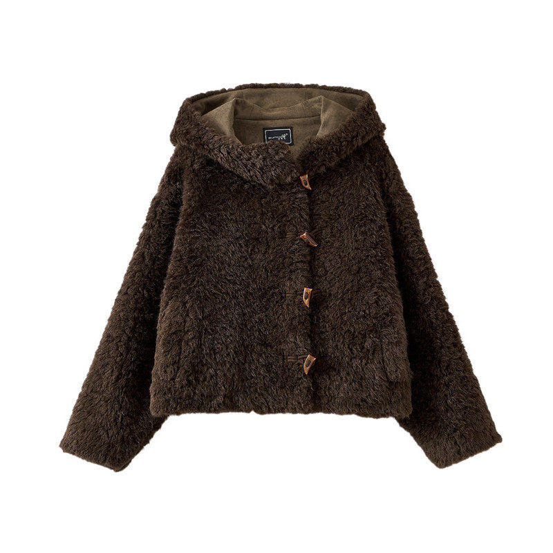 【玉米粉丝专享】环保皮草拉链牛角扣连帽毛绒外套CR325,女装/女士精品,短外套,淘宝优惠券,粉丝福利购,淘宝优惠卷