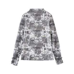 【爆米花专属】水墨画印花半高领打底衫气质长袖T恤SR167