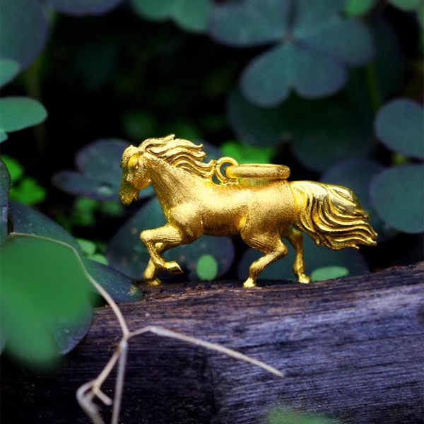 Zodiak At Motalı Qızıl Rəngli Boyunbağı və Asqı