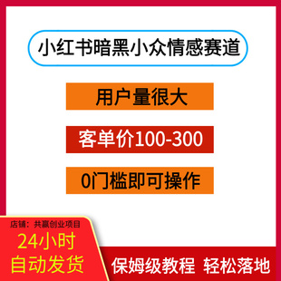 小红书暗黑小众情感赛道客单价100-300+用户量很大0门槛即可操作
