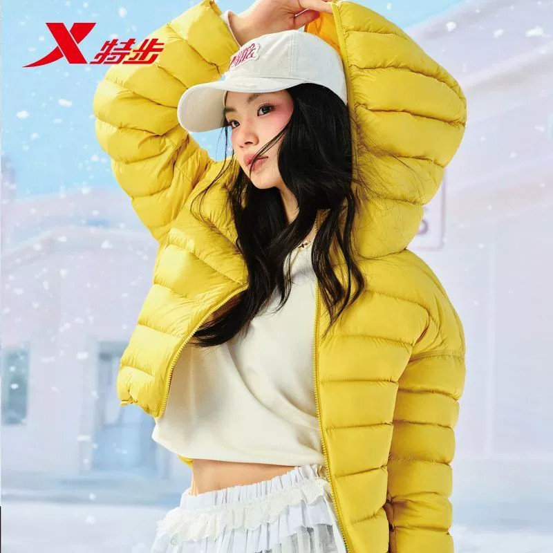 特步运动薄款羽绒服女2026冬季