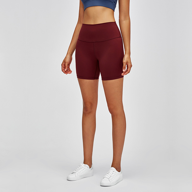 运动短裤女裸感高腰跑步健身热裤