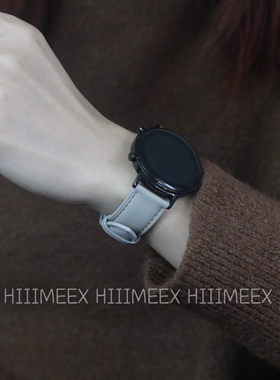 HIIIMEEX新款玫瑰粉小牛皮适用华为gt3表带gt2手表带真皮保时捷ecg版watch3pro智能手表gs3pro荣耀magic2男女