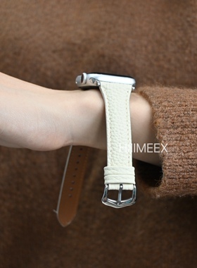 HIIIMEEX适用苹果手表 超柔软荔枝纹iwatch表带柔软舒适真皮苹果表带applewatch8表带