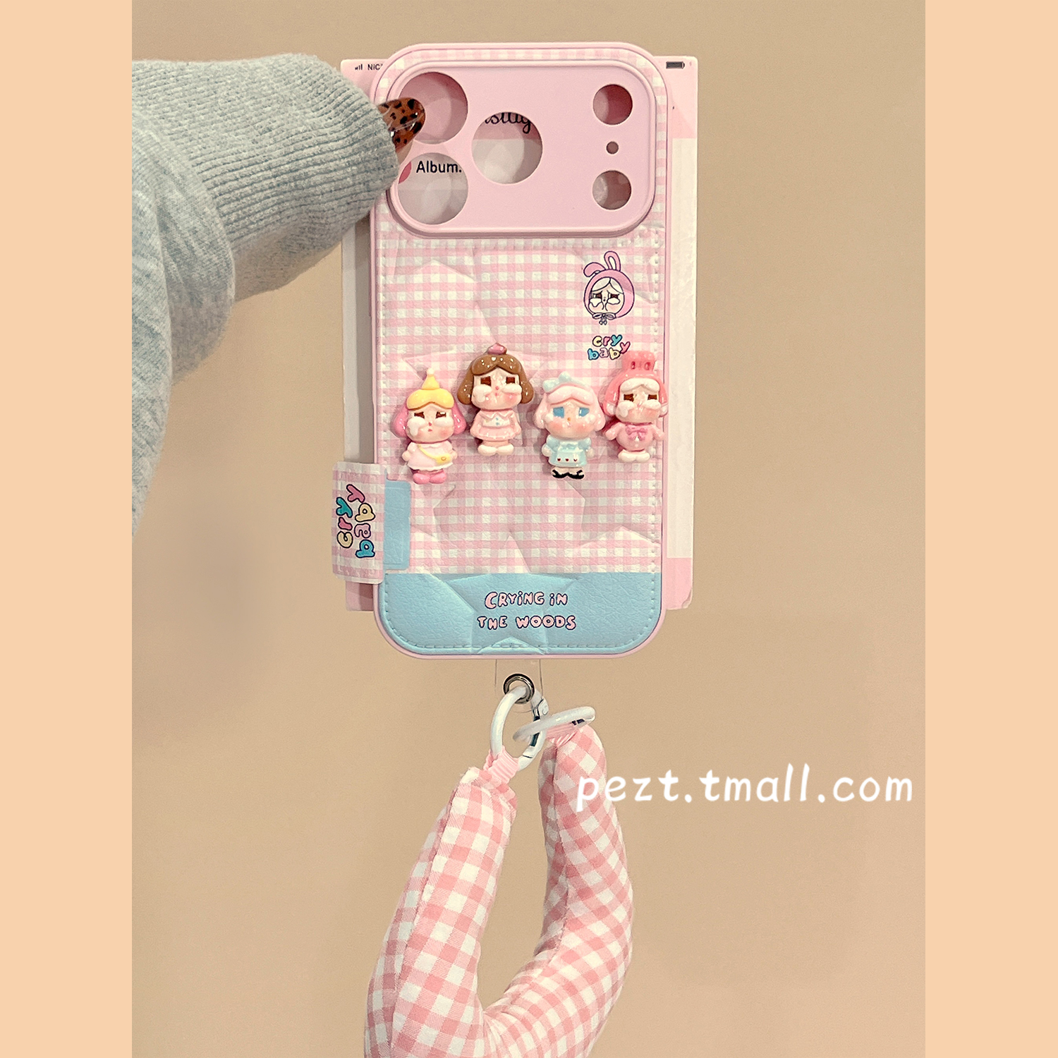 卡通可爱立体哭娃手机壳带挂绳