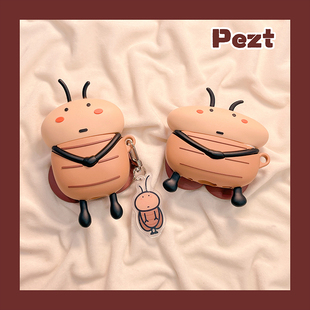 2保护套AirPods4代苹果耳机套无线蓝牙耳机壳airpodspro2女款 立体卡通蟑螂趣味适用AirPods1 硅胶防摔新三代