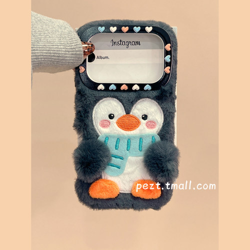 可爱卡通秋冬毛绒企鹅手机壳