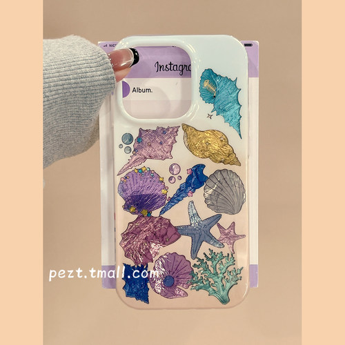 彩色晕染海底生物个性手机壳
