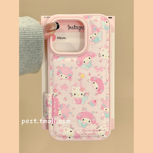 粉色花朵美乐蒂hellokitty手机壳