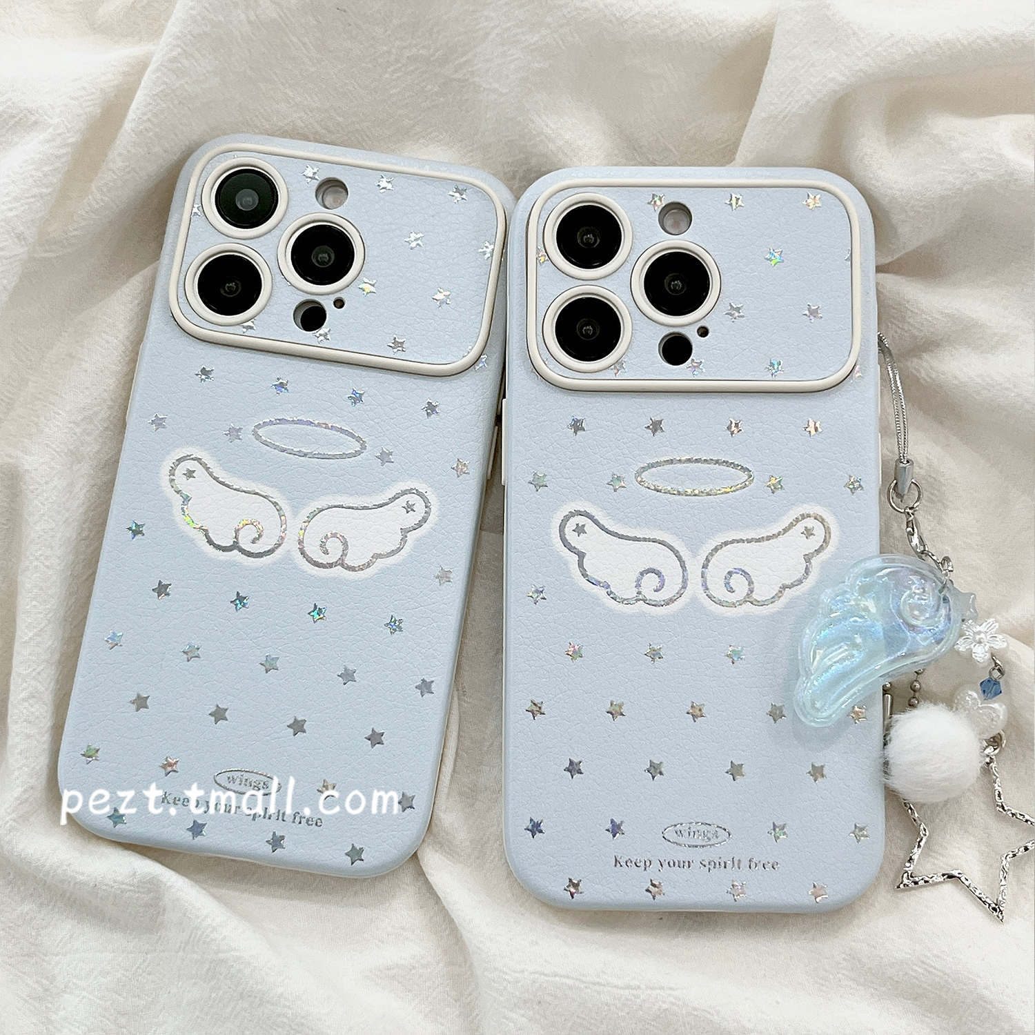 日韩ins翅膀镭射星星手机壳皮质