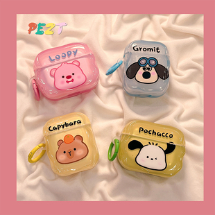 可爱网红动画适用AirPods1 2保护套透明AirPods4代苹果耳机套无线蓝牙耳机壳airpodspro2硅胶情侣防摔新三代