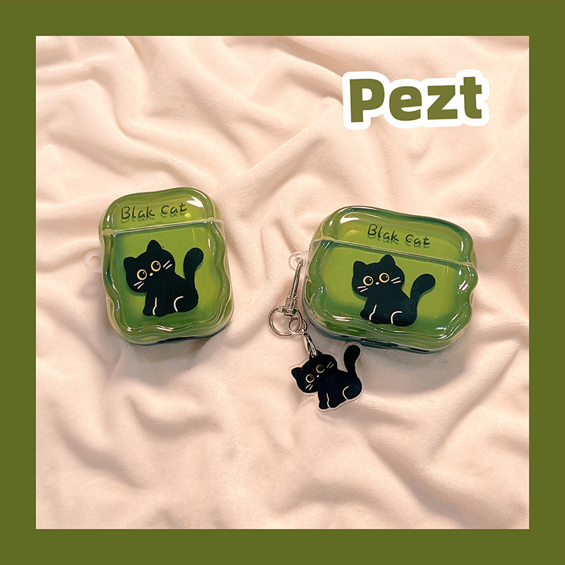 ins可爱卡通黑色猫咪适用AirPods1/2保护套AirPods4代苹果耳机套无线蓝牙耳机壳airpodspro2女新款新三代防摔,3C数码配件,耳机保护套,淘宝优惠券,粉丝福利购,淘宝优惠卷