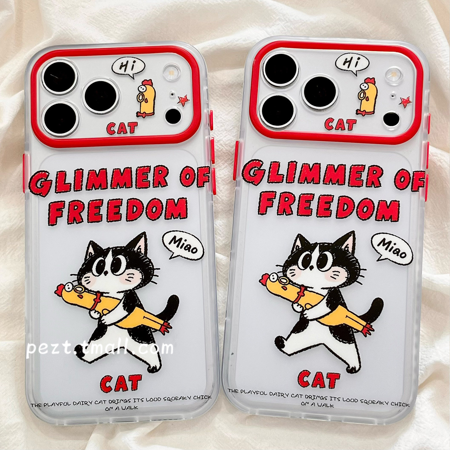 涂鸦卡通可爱猫咪小鸡适用苹果17Pro手机壳透明iphone16promax新款15Pro全包18Pro防摔15保护套17磨砂16女男