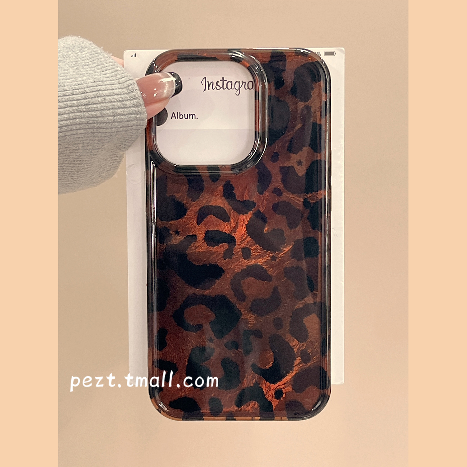 ins风琥珀豹纹手机壳新款