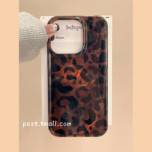ins风琥珀豹纹手机壳新款