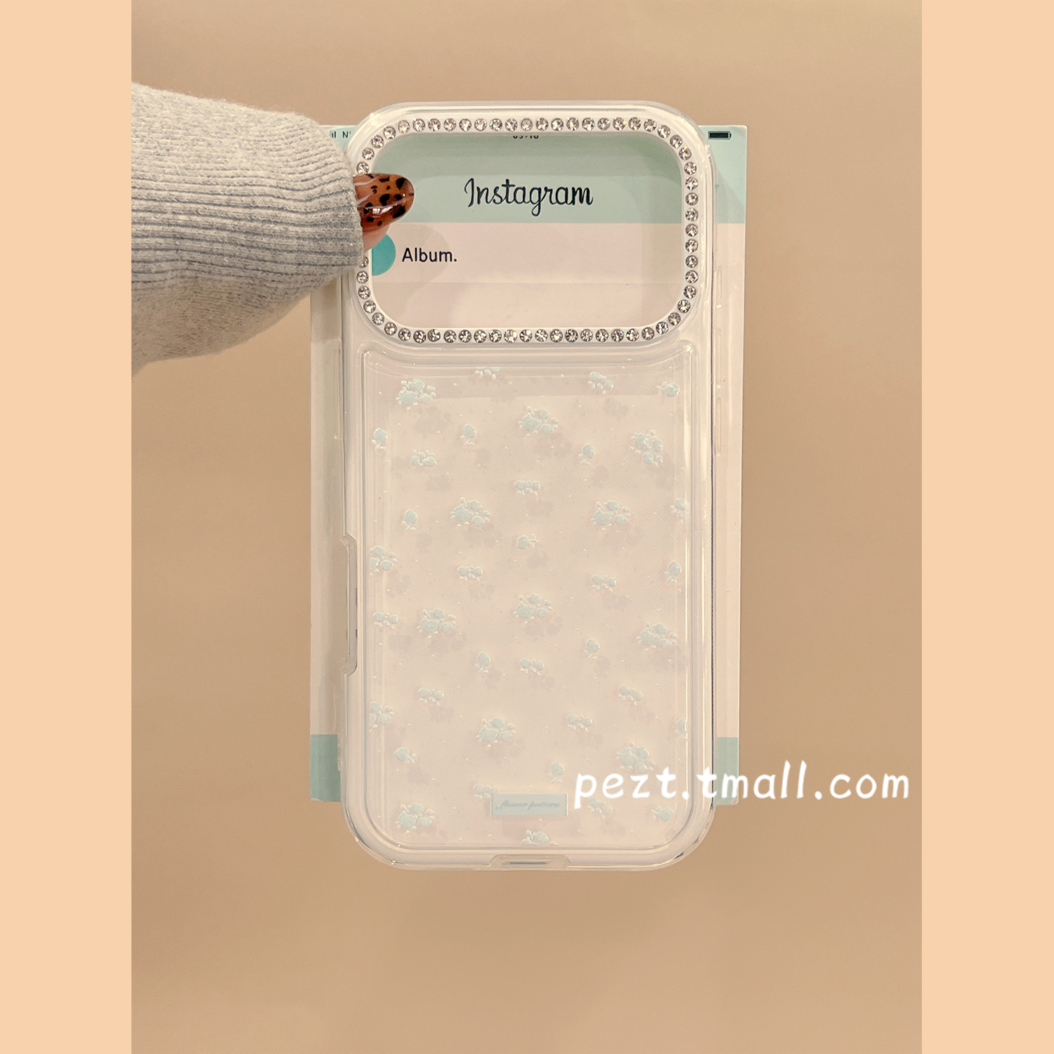 韩系ins风蓝色碎花手机壳新款