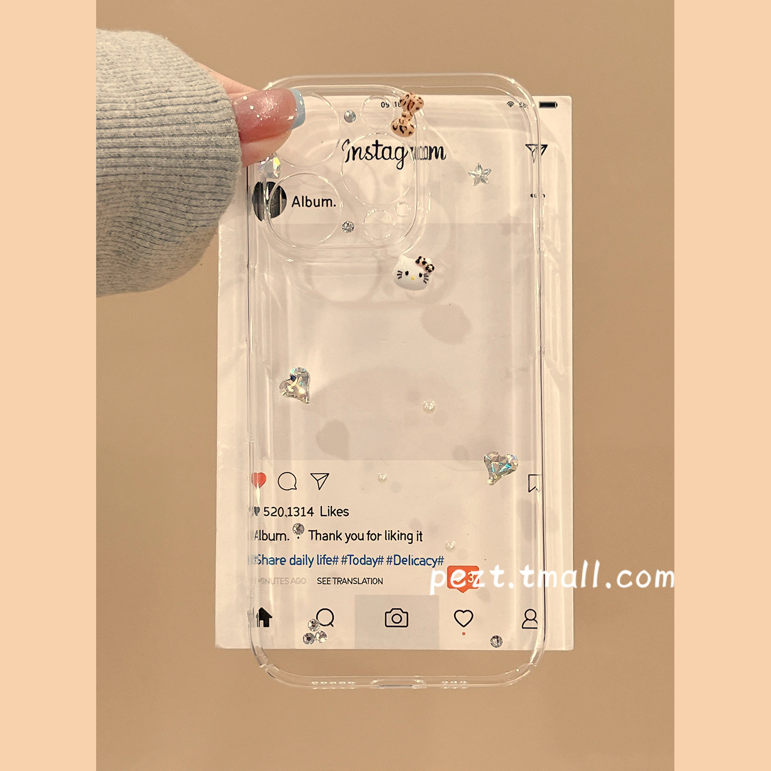 hellokitty珍珠爱心闪钻手机壳