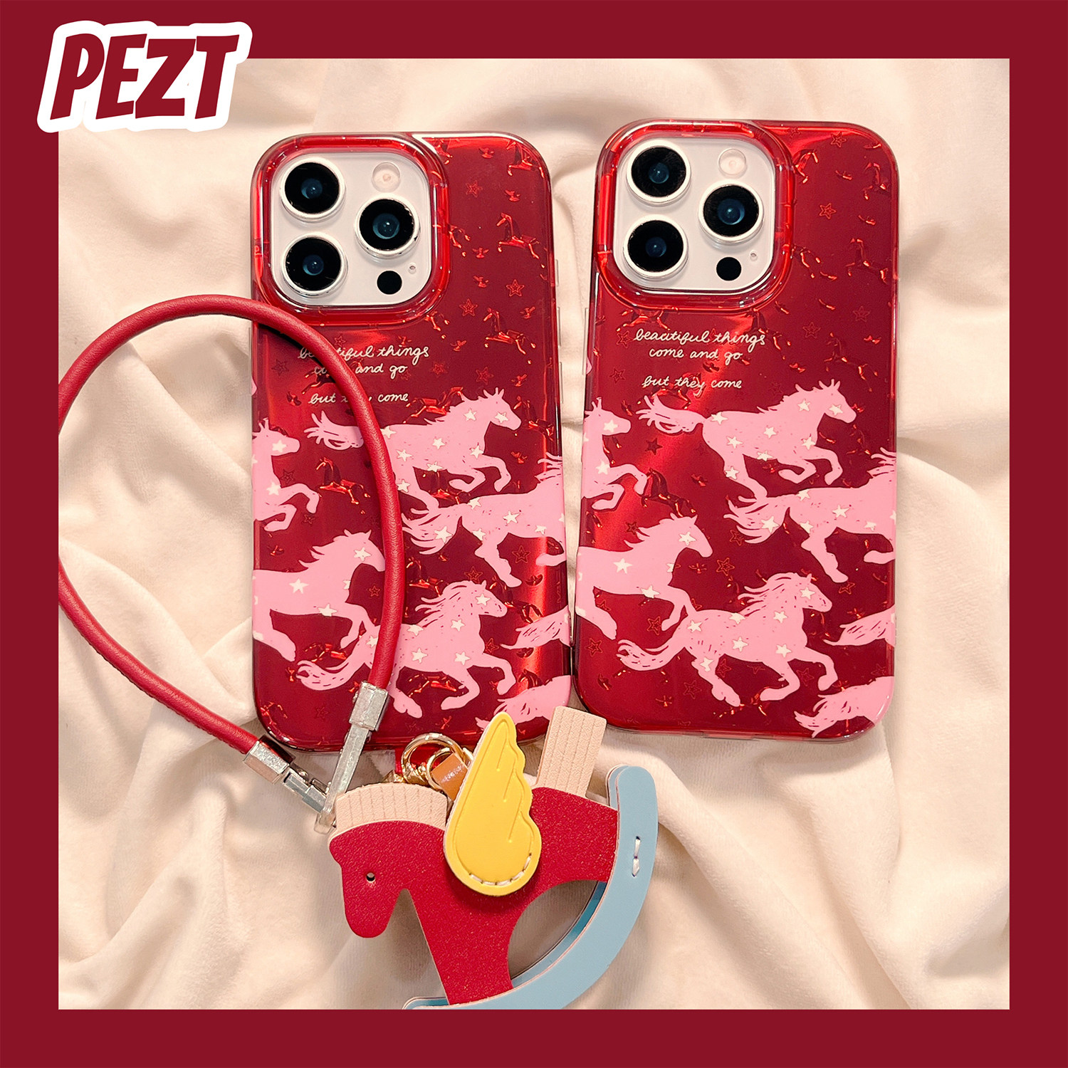 卡通小马红色星星适用苹果17手机壳马年iphone16promax带挂绳17promax新款15防摔保护套13新年过年14女16全包,3C数码配件,手机保护套/壳,淘宝优惠券,粉丝福利购,淘宝优惠卷