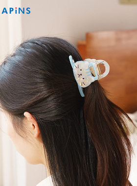 HAPiNS三花猫鲨鱼夹发量少半扎发发夹后脑勺头发夹子头饰发抓