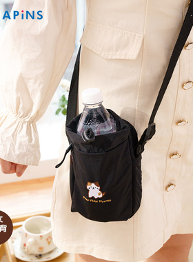 HAPiNS斜挎包女水杯多功能小巧便携手机包百搭休闲帆布包防水