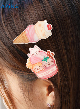 【小猫发夹】HAPiNS亚克力刘海边夹可爱发夹季侧边一字夹女三花猫