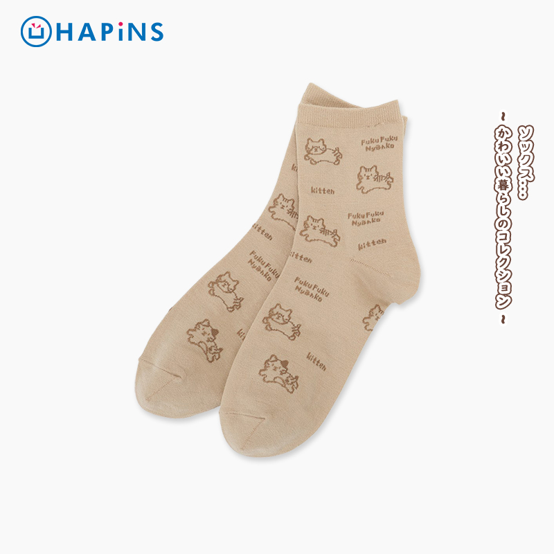 HAPiNS袜子女花边中筒秋冬季袜子女堆堆袜白色jk荷叶可爱短袜