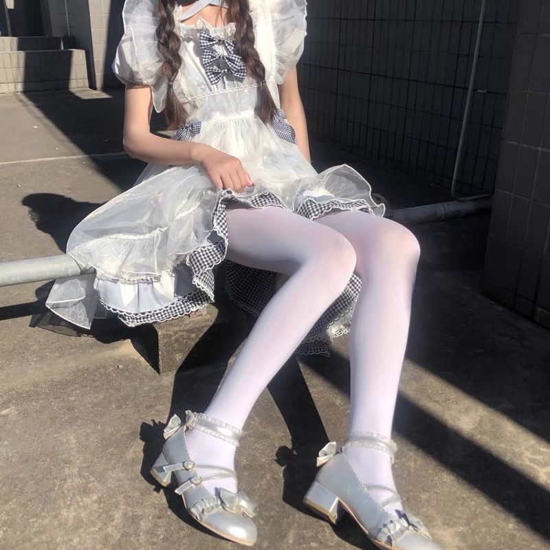 罗莉塔白色裤袜天鹅绒80d白丝袜可爱女学生外穿jk过膝长筒袜