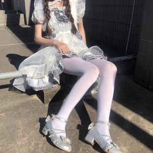 罗莉塔白色裤袜天鹅绒80d白丝袜可爱女学生外穿jk过膝长筒袜