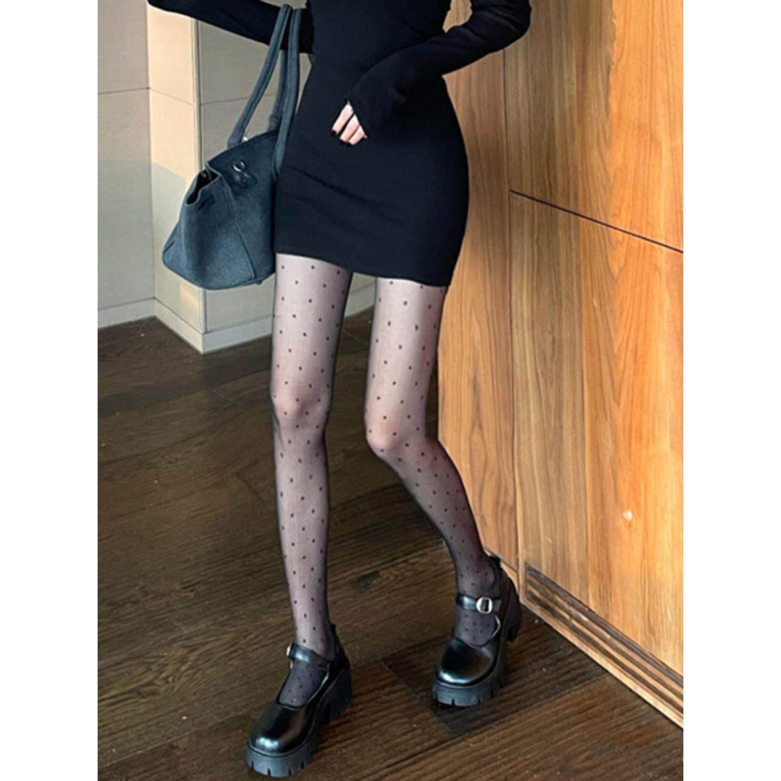 吾等是猫黑丝袜女性感图案波点ins网红复古超薄jk学姐辣妹连裤袜