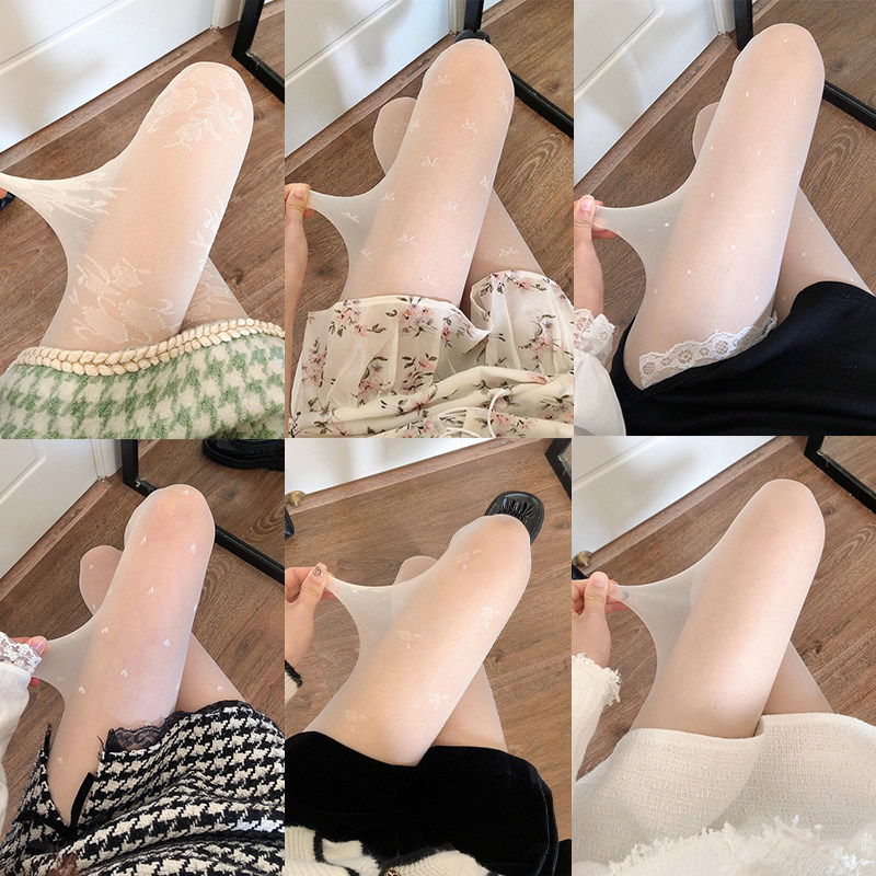 日系纯欲白色丝袜女合集春夏季薄款jk辣妹显瘦透肉打底连裤袜子潮