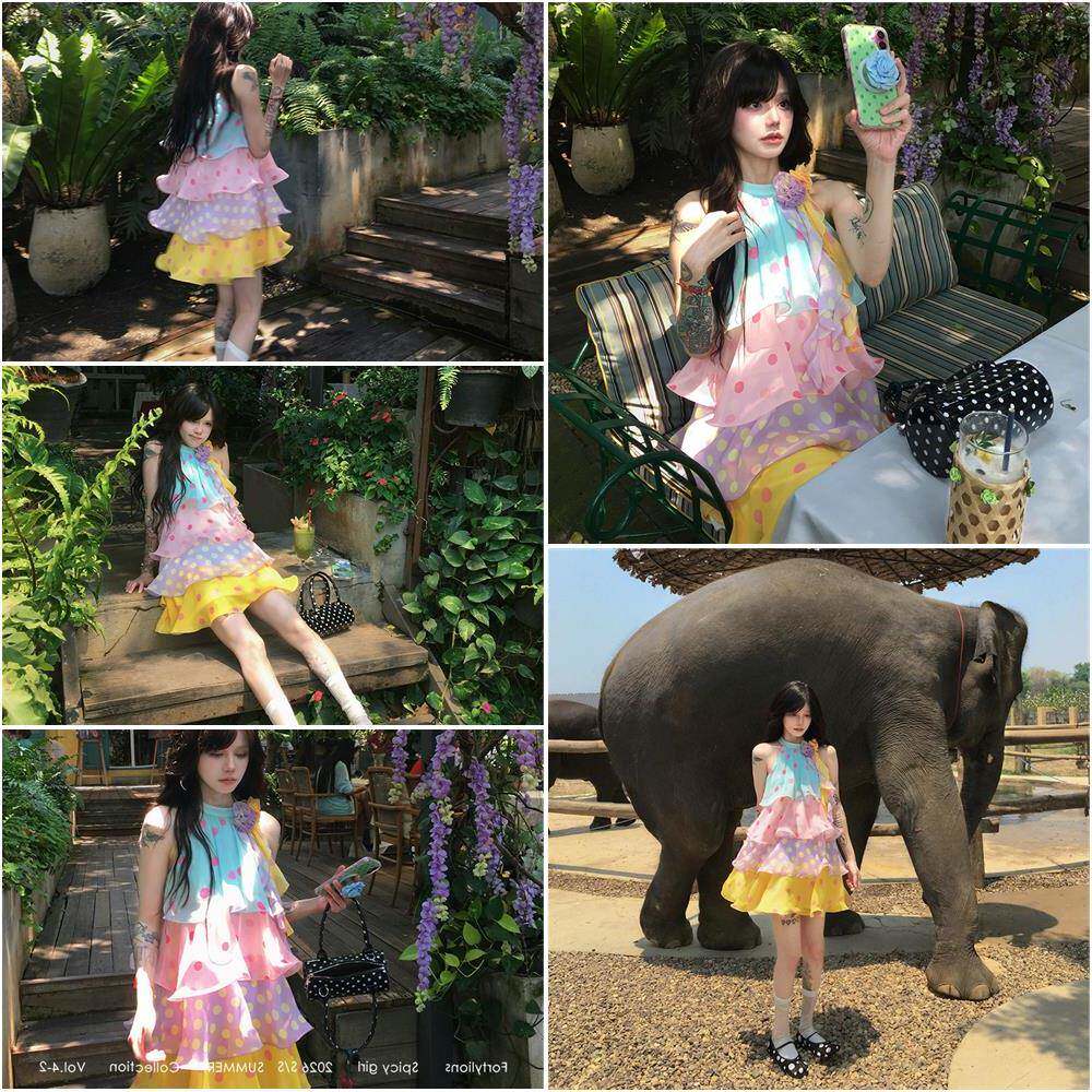 fortylions【4月23号20:00新品8折包邮】糖果少女 彩色波点裙