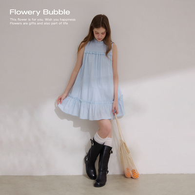 FloweryBubble立领荷叶边连衣裙