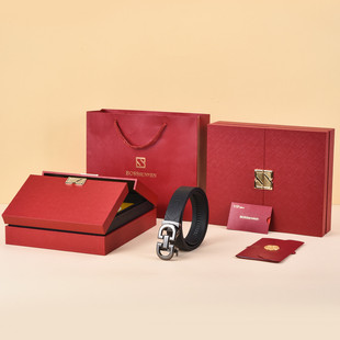 BOSSSUNWEN专柜同款高档礼盒装皮带男士自动扣腰带裤带送男友老公