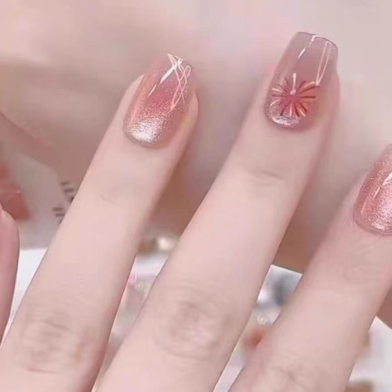 穿戴甲美甲贴片假指甲短款炫彩烟花显白喜娘甲高级感网红爆款热卖