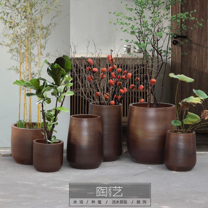 新中式大号陶瓷落地花盆