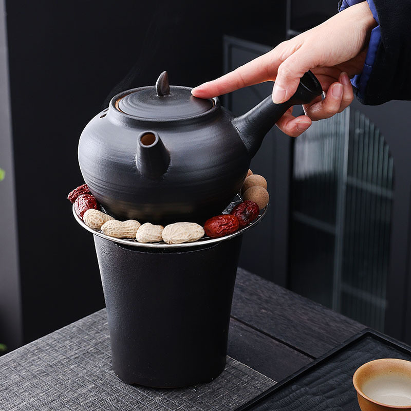 粗陶提梁壶煮茶炉套装户外露营泡茶壶煮茶壶酒精温茶暖茶炉炭炉