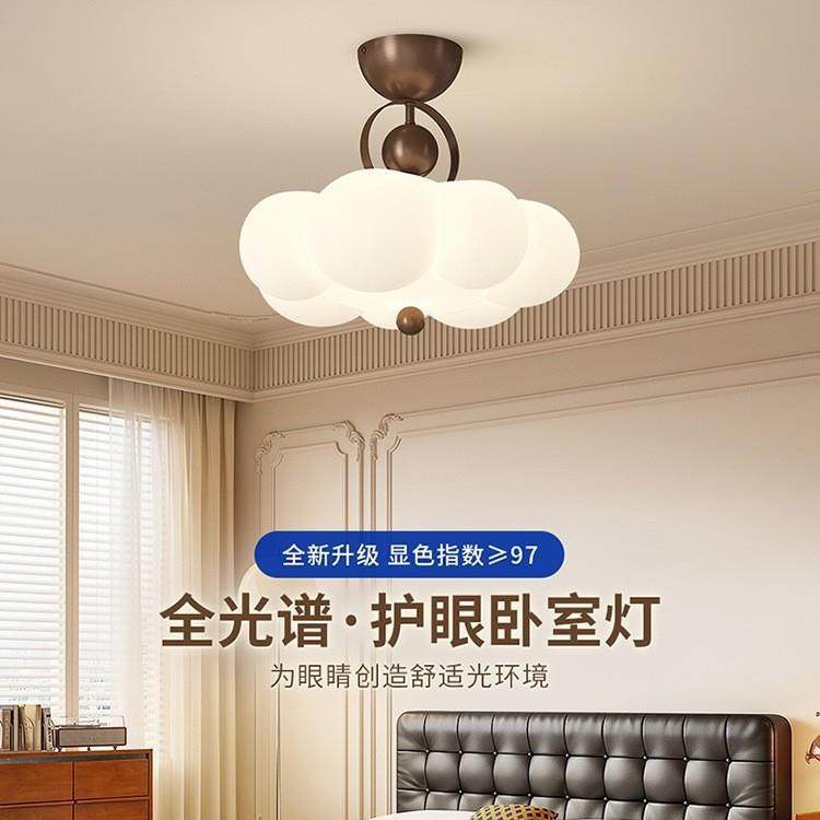 法式卧室吸顶灯中古奶油风主卧公主房灯具简约羽毛灯设计师书房灯