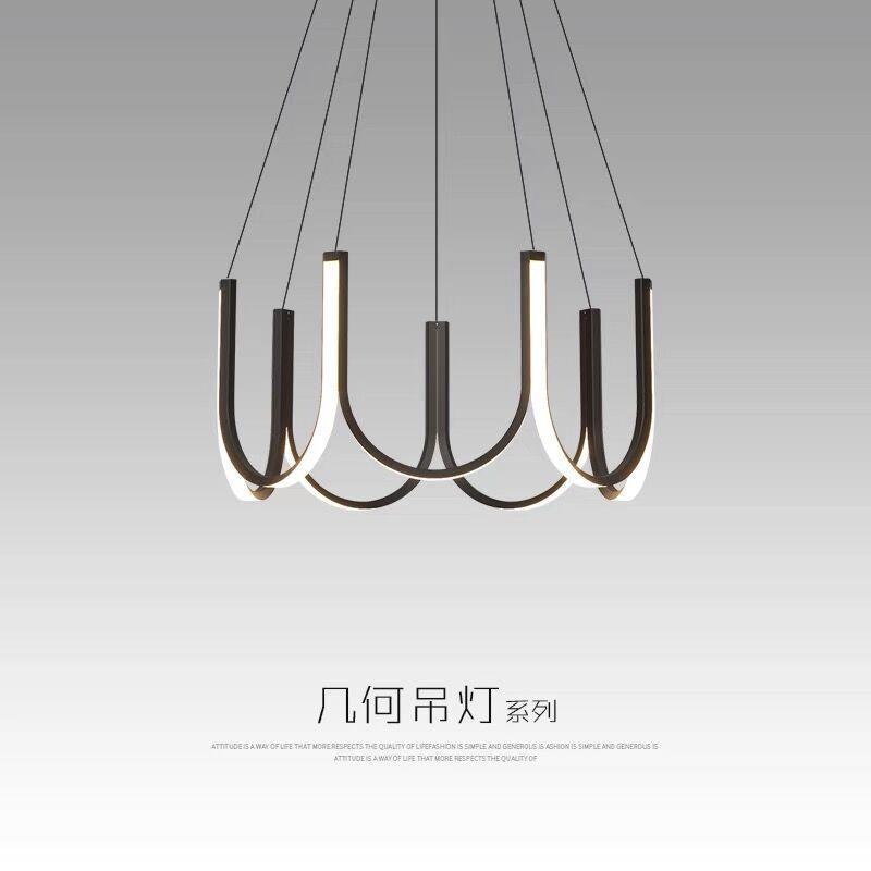 意式现代简约客厅样板房吊灯设计师款别墅展厅卧室灯餐厅U型吊灯