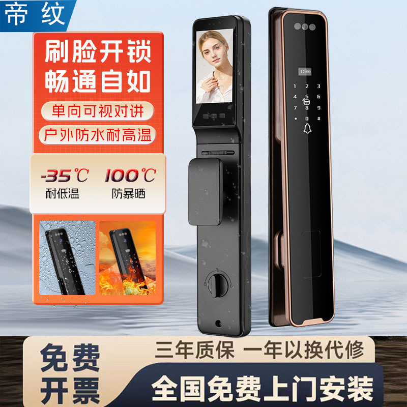 帝纹户外防水防冻人脸指纹智能锁