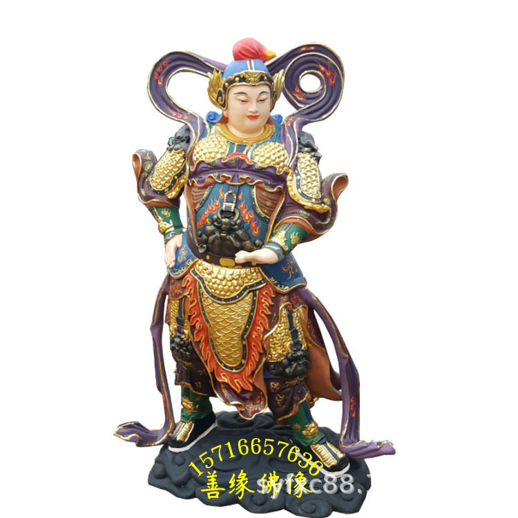韦陀伽蓝菩萨神像塑像关公神像塑像五虎将军神像塑像彩绘贴金