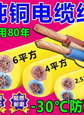 珠江国标纯铜电缆线电线2芯户外防冻护套线1.5/2.546平方阻燃导线