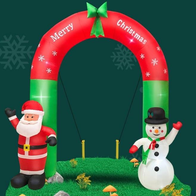 圣诞节庭院发光装饰品圣诞老人节日布置道具充气拱门模型
