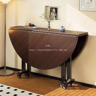 亿君可移动出租房饭桌可折叠家用桌子吃饭转盘圆桌餐桌带小户型大