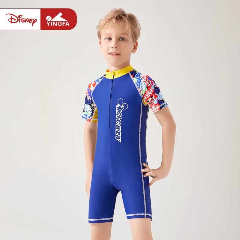 发儿童泳衣男童连体防晒潜水冲浪服男孩中大童专业训练速干泳装