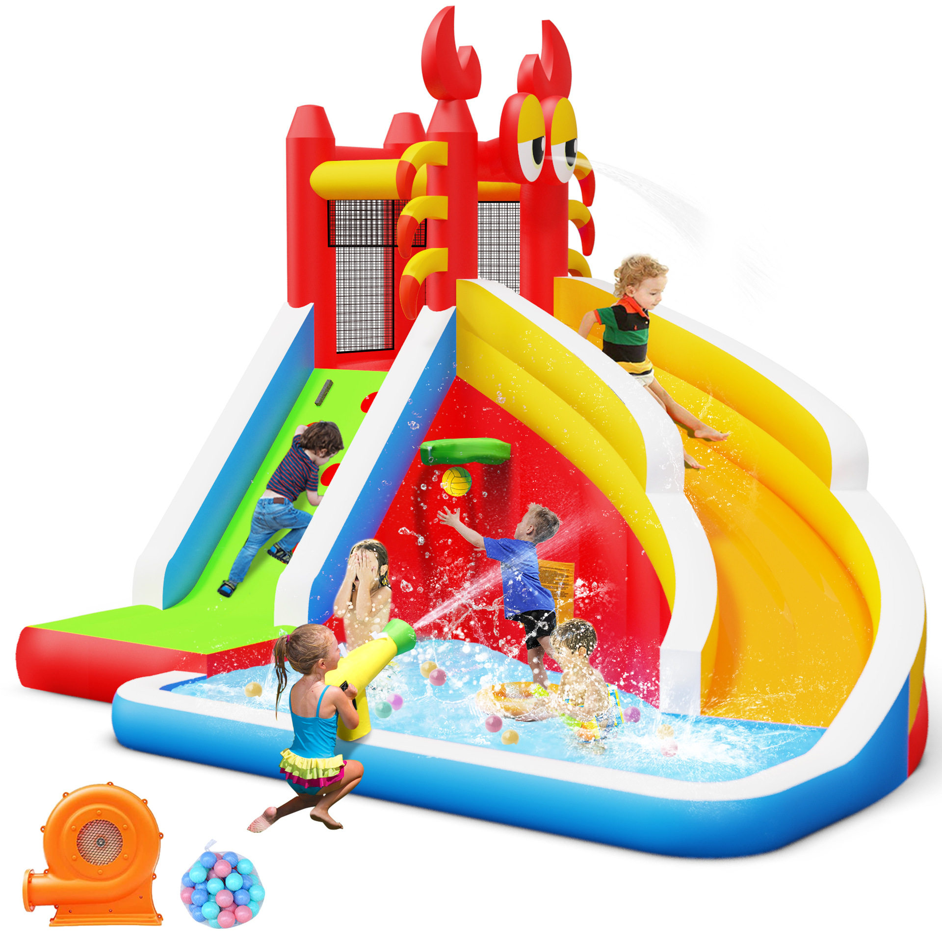 Happy Lion充气小城堡家用儿童跳床滑滑梯气模玩具户外淘气城堡