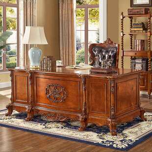 欧式实木书桌家用美式电脑桌写字台书房大书桌大班台总裁办公桌