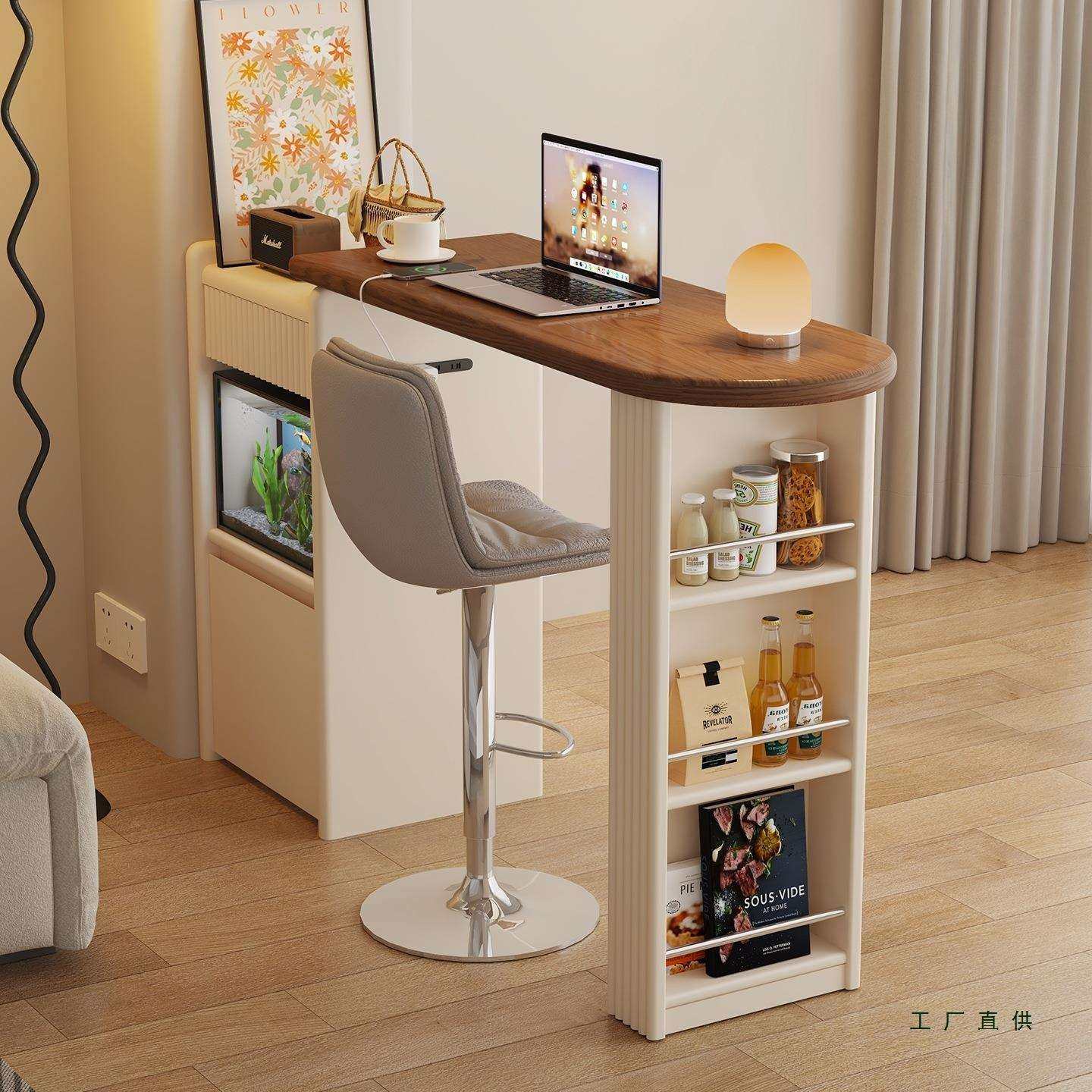 阳台休闲小吧台实木客厅隔断伸缩小户型高脚吧台边柜沙发吧台桌子