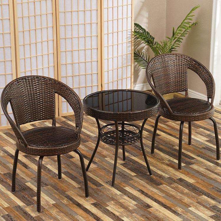 藤椅三件套小茶几阳台小桌椅户外庭院现代简约单人组合腾编椅