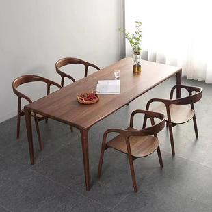 新中式现代简约会客茶桌黑胡桃木方桌茶桌高端长方形实木餐桌